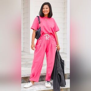 Davi & Dani washed short sleeve top and pant Set. Size Large.